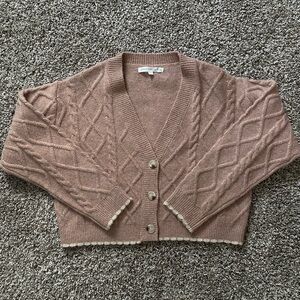 Altar'd State Tan Cable Knit Cardigan